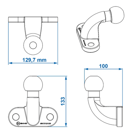 ProPlus Trekhaakkogel Zwart Haaks D172kN S210kg Bumpertrekhaak zilver - VCTparts.nl