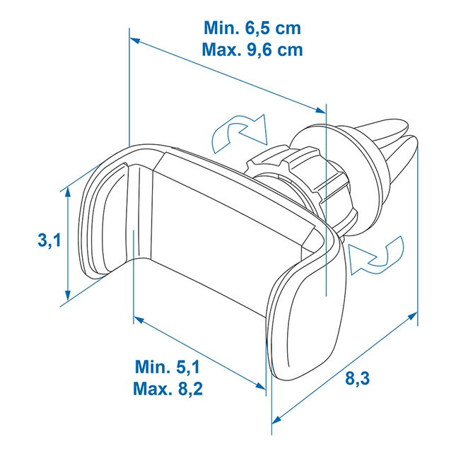 Proplus Universal Smartphone -Telefonhalter mit 360 ° -Veer für die Belüftungsfläche