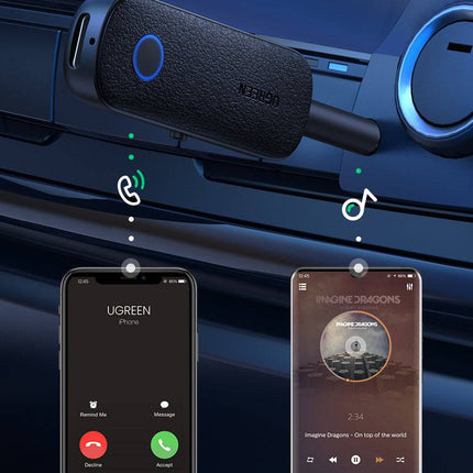 UGREEN Auto Bluetooth 5.0 Auto Transmitter & Receiver met 3.5mm AUX Zwart (Airpods met Playsation 5 Adapter) - VCTparts.nl