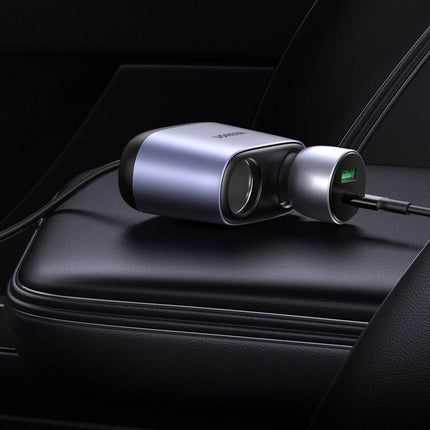 UGreen Car Ladegerät 2x USB / 2x Cigarette Leichtersplitter schwarz [1x USB-C & 1x USB-A]