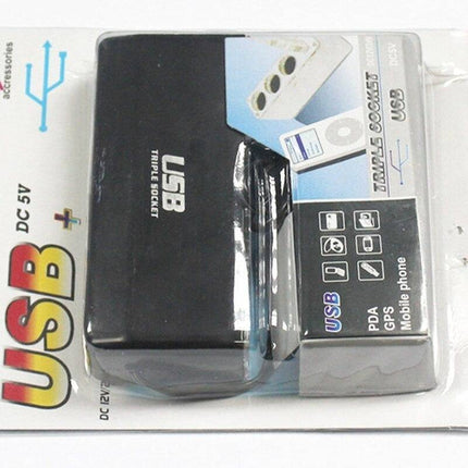 3 Dubbele Sigarettenaansteker Splitter Met Usb 12V/24V - VCTparts.nl