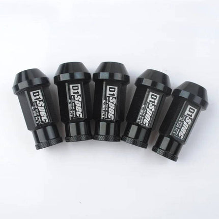 Aluminium Moeren (set 20 stuks) - M12x1.5 Schroefdraad 50mm Zwart [Lug Nuts Legering JDM  Autorace] - VCTparts.nl