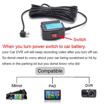 Auto Dashcam Continuous Netzteil Hardwire OBD -Kabel Stromversorgung Mikro USB [3,5 m 12 V/24 V]