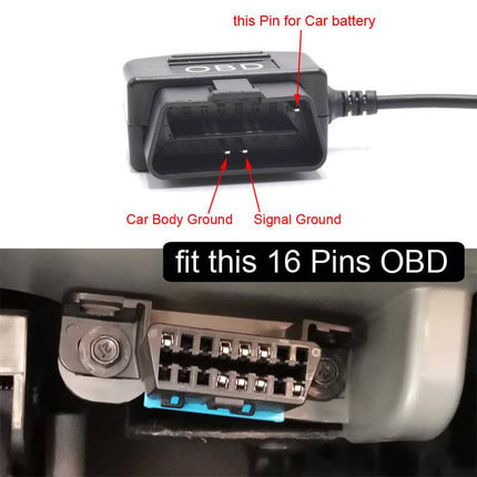 Auto Dashcam Continuous Netzteil Hardwire OBD -Kabel Stromversorgung Mikro USB [3,5 m 12 V/24 V]