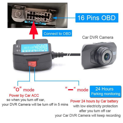 Auto Dashcam Continuous Netzteil Hardwire OBD -Kabel Stromversorgung Mikro USB [3,5 m 12 V/24 V]