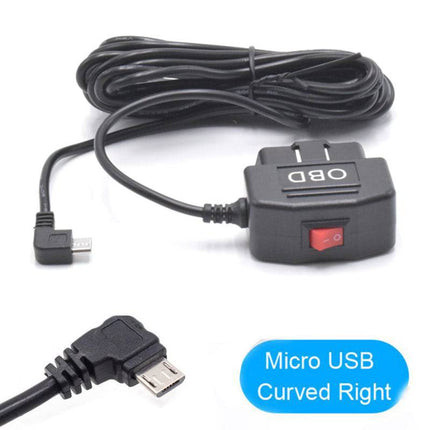 Auto Dashcam Continuous Netzteil Hardwire OBD -Kabel Stromversorgung Mikro USB [3,5 m 12 V/24 V]