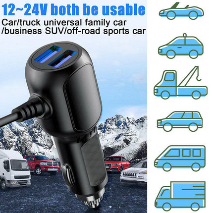 Auto Dashcam Netzteilkabel Mini USB mit 2 USB-A-Anschlüssen [3,5 m 12 V/24 V]