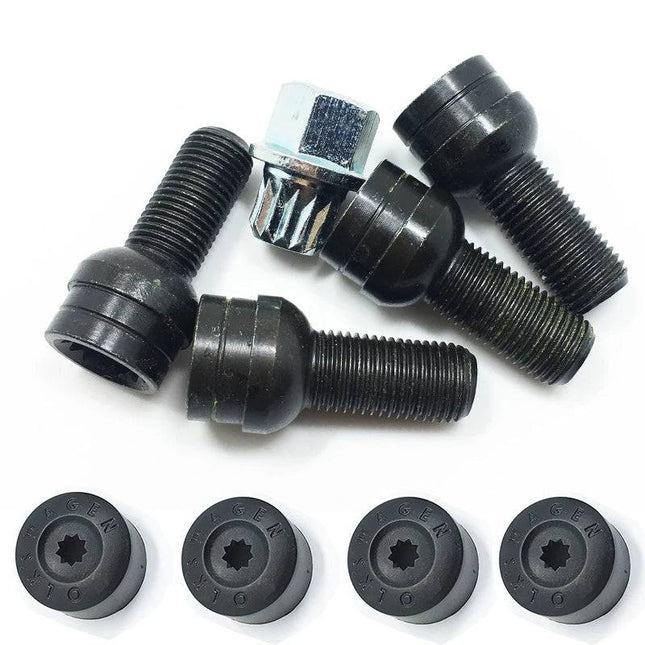 Auto Slotbouten Wielvergrendeling Bouten & Moeren - M14x1.5 met Inbegrepen Sleutel (set 4 stuks) Hoogwaardige Legering Slotboutset [Bolt & Lock Lug Nuts] - VCTparts.nl