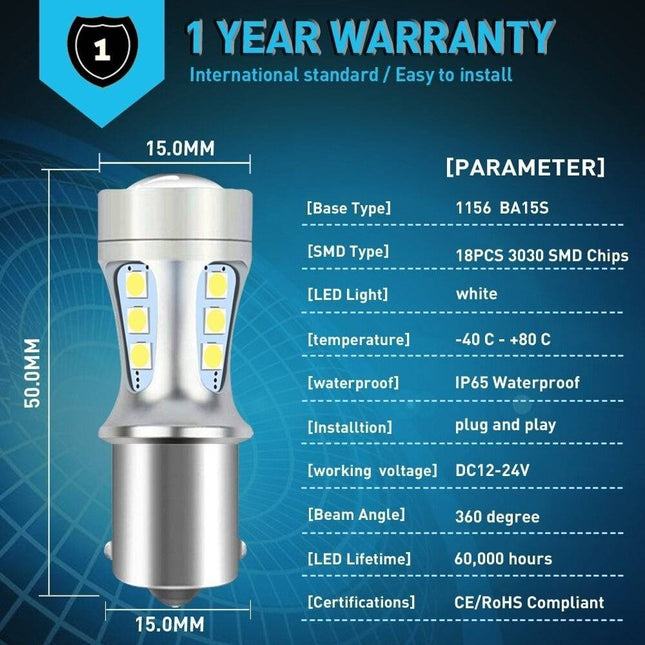 BA15s led wit 1156 Achterlicht (set) - VCTparts.nl