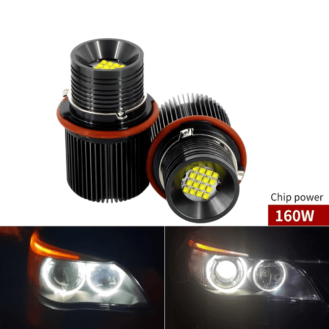 BMW LED Angle Eyes Wit 6500K HALO Ring Ledlamp Canbus Koplamp (set) - VCTparts.nl