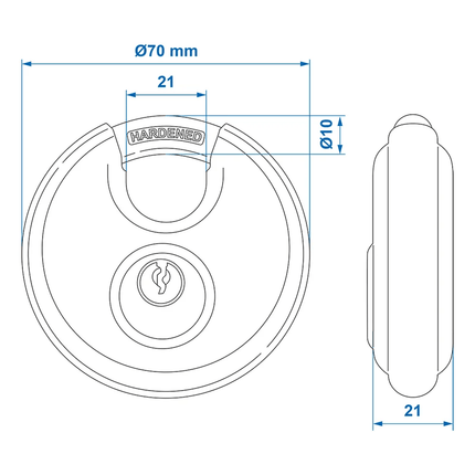 Discusslot 70mm Hangslot Rond Gehard Staal voor Aanhanger - VCTparts.nl