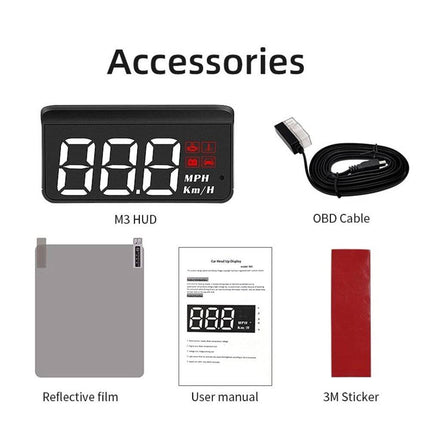 Head-up Display HUD Km/h meter Dashboard Scherm M3 OBD2 [Headsup - Head up - Boordcomputer] - VCTparts.nl