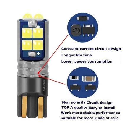 High Power led T10 IJs Blauw - W5W (set) [Stadsverlichting - Parkeerverlichting - Kentekenverlichting - Interieurverlichting] - VCTparts.nl