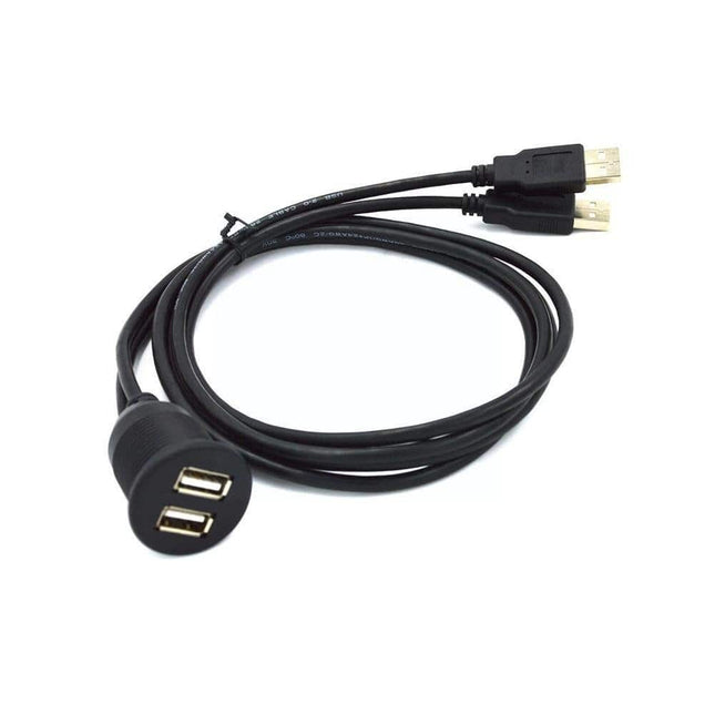 Inbouw Dubbele USB Verlangkabel Convertor 100cm Midden Console Dashboard Dop met Wartel voor Autoradio naar Telefoon [Snoer Interface] - VCTparts.nl