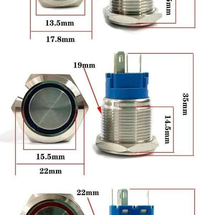 Inbouw Schakelaar 12V Drukknop - Cirkel voor Elektrische Accessoires - VCTparts.nl