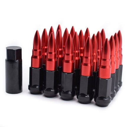 Kogel Wielmoeren M12x15 Spike Nuts - Rood | Set 20 stuks [Bullet - Wielbouten - Race Moeren] - VCTparts.nl