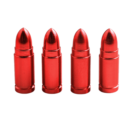 Kogelvormige Auto Ventieldopjes Bullets Universeel - Aluminium Rood (Set 4 stuks) - VCTparts.nl