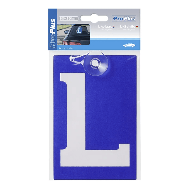 L-Plaat Lesauto Letterplaat Zuignap Raam (10x15cm) Blauw - VCTparts.nl