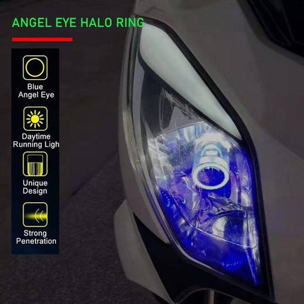 LED H4 Koplamp Angel Eye Blauw-Wit 6000K (1 stuk) [Motorfiets - Auto- Scooter] - VCTparts.nl