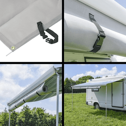 Lichtgrijze Luifel Zonwering 280x200cm - UV-bescherming en Windscherm voor Kamperen en Camper - VCTparts.nl