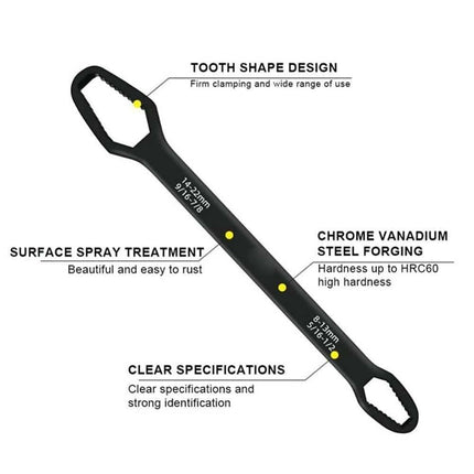 Multifunctionele Tweekoppige Moersleutel Steeksleutel 3-17mm zwart [Gereedschap - Meerzijdig - Universeel - Multi steek] - VCTparts.nl