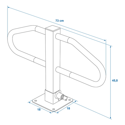 Parkeerbeugel met Geïntegreerd Slot 73 x 458 cm [Parkeerplaatsbeveiliging - Neerklapbare antiparkeerpaal] - VCTparts.nl