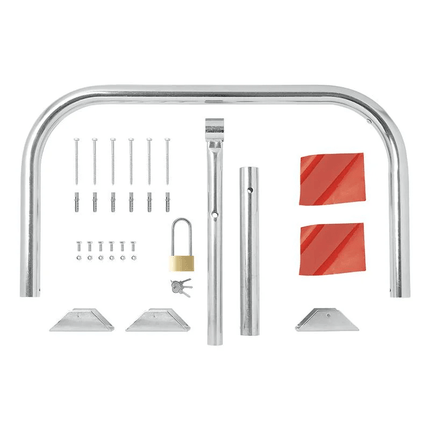Parkeerbeugel met Slot Hangslot [Parkeerplaatsbeveiliging - Neerklapbare antiparkeerpaal] - VCTparts.nl