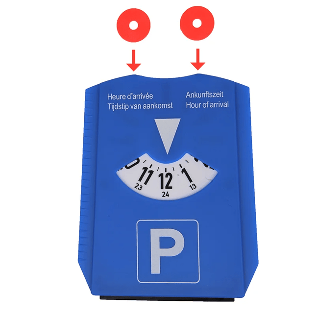 Parkeerschijf Blauwe Kaart NL D F GB met IJskrabber & Winkelwagenmuntjes - VCTparts.nl