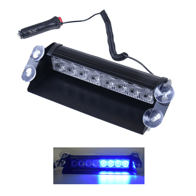 Raamflitser Blauw Led Stroboscoop Zwaailicht met Zuignappen en 12V Plug - VCTparts.nl