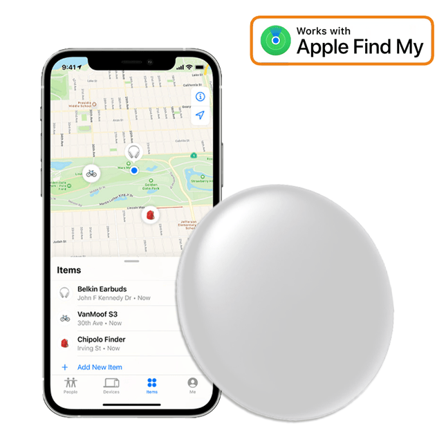 Smart Tag Bluetooth/GPS Locatie Tracker met Live Tracer Maps en Anti-Diefstal Functie - Werkt met Zoek Mijn App - IOS/iPhone - Wit - VCTparts.nl