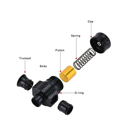 Turbo Afblaas Ventiel Blow Off Valve 25mm Dual Port met Hoorn BOV-1001B Diverter Dump Aluminium Universeel - VCTparts.nl