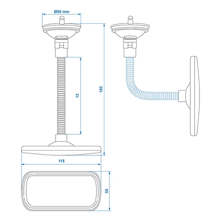 Universele Achteruitkijkspiegel Binnenspiegel 115x55mm met Lange Flexarm en Zuignap - VCTparts.nl