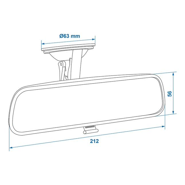 Universele Achteruitkijkspiegel Binnenspiegel 212x56mm met Zuignap - VCTparts.nl