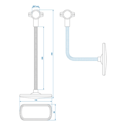 Universele Fietsspiegel Achteruitkijkspiegel 31cm met Flexarm en Stuur Klembeugel - VCTparts.nl