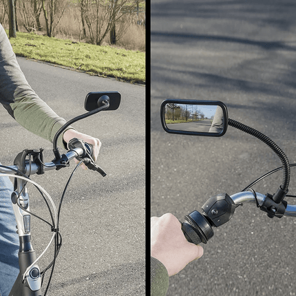 Universele Fietsspiegel Achteruitkijkspiegel 31cm met Flexarm en Stuur Klembeugel - VCTparts.nl