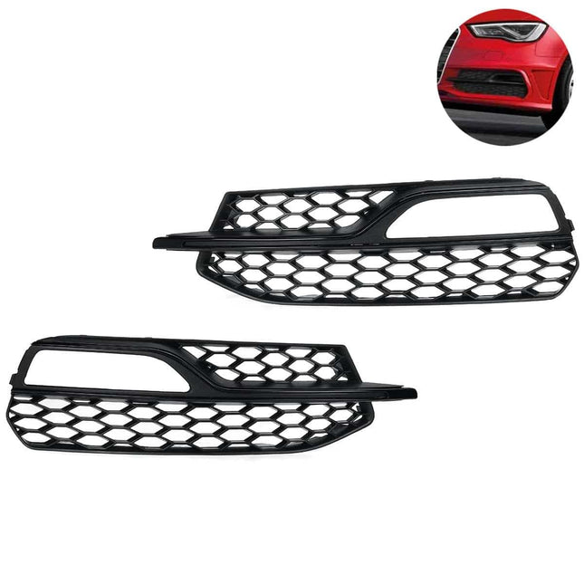 Voorbumper Mistlicht Grille Grill Cover voor Audi A3 S-line S3 2014-2017 Honinggraat Sport(Set Links en Rechts) zwart - VCTparts.nl